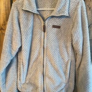 Columbia Soft Gray Sherpa Fleece Jacket